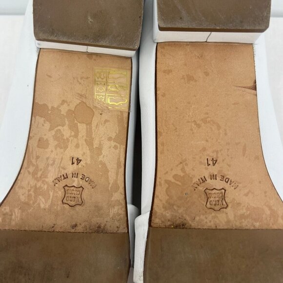 L'idea by Lori White Leather Heeled Loafers Women's Size 41 US 11 Horse Bit - Picture 10 of 10